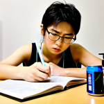 **Image Prompt 1:** A Japanese study desk cluttered with safety engineering textbooks, past exam papers spread around, and a partially consumed energy drink. Focus on a determined student with glasses intensely studying with a highlighter in hand. The overall mood should convey struggle and determination.
